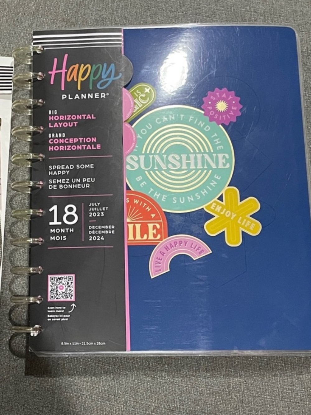 Happy Planner Big Horizontal layout 11 disks Sunshine cover